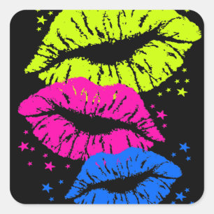 Corey Tiger 80s Lips & Stars Square Sticker