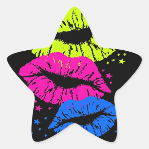 Corey Tiger 80s Lips  Stars Star Sticker