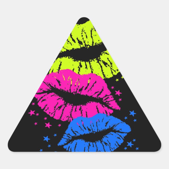 Corey Tiger 80s Lips & Stars Triangle Sticker (Front)