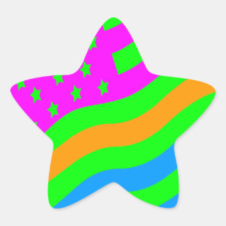 Corey Tiger 80s Neon American USA Flag Star Sticker