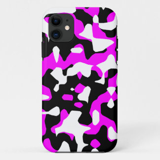 Corey Tiger 80s Neon Camouflage (Fuschia Hot Pink) iPhone 11 Case
