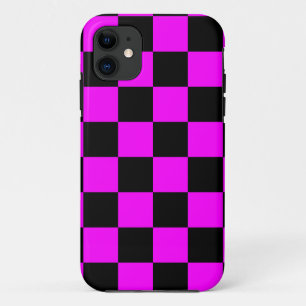 Corey Tiger 80s Neon Checkerboard (Fuschia Pink) iPhone 11 Case