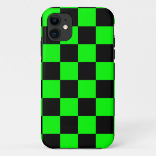 Corey Tiger 80s Neon Checkerboard (Green) iPhone 11 Case
