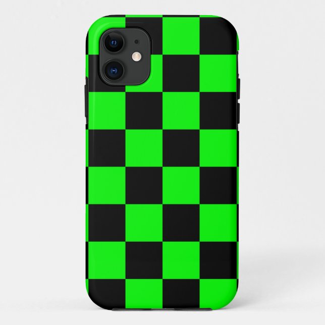 Corey Tiger 80s Neon Checkerboard (Green) Case-Mate iPhone Case (Back)