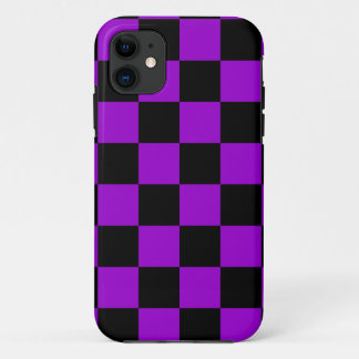 Corey Tiger 80s Neon Checkerboard (Purple) iPhone 11 Case
