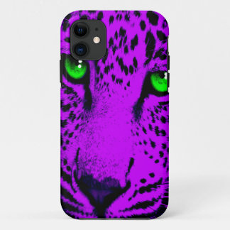 Corey Tiger 80s Neon Leopard Face iPhone 11 Case