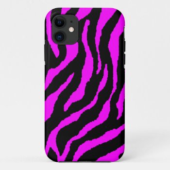 Corey Tiger 80s Neon Tiger Stripes (fuschia Pink) Iphone 11 Case by COREYTIGER at Zazzle