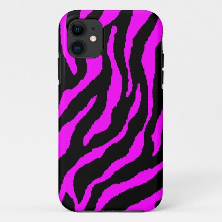 Corey Tiger 80s Neon Tiger Stripes (fuschia Pink) Iphone 11 Case