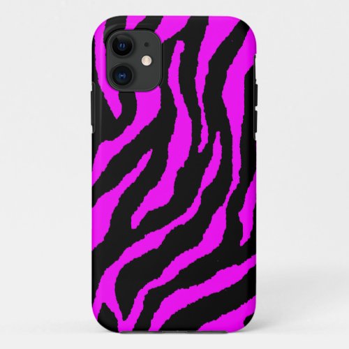 Corey Tiger 80s Neon Tiger Stripes Fuschia Pink iPhone 11 Case