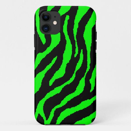 Corey Tiger 80s Neon Tiger Stripes (green) Iphone 11 Case
