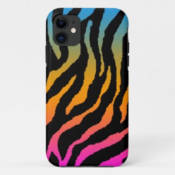 Corey Tiger 80s Neon Tiger Stripes (neon Rainbow) Iphone 11 Case by COREYTIGER at Zazzle