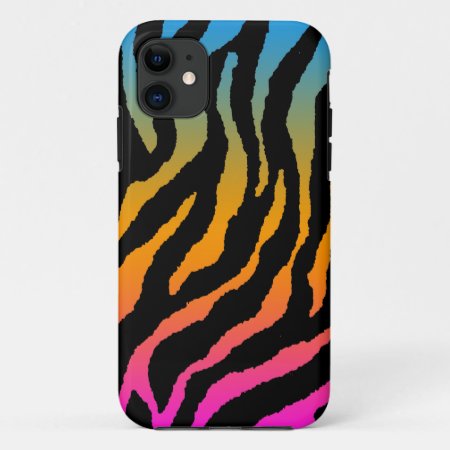Corey Tiger 80s Neon Tiger Stripes (neon Rainbow) Iphone 11 Case