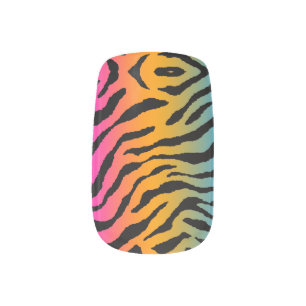 Corey Tiger 80s Neon Tiger Stripes Print Minx Nail Art