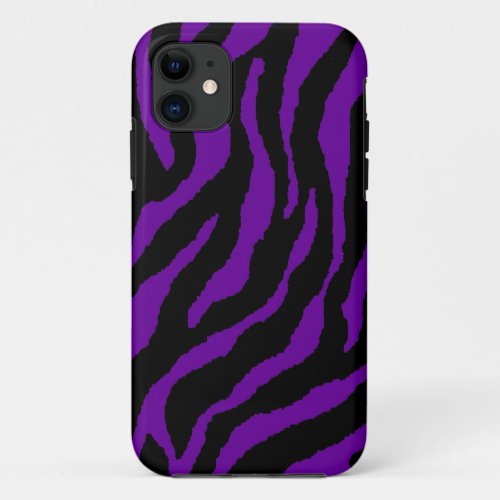 Corey Tiger 80s Neon Tiger Stripes Purple iPhone 11 Case