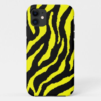 Corey Tiger 80s Neon Tiger Stripes (yellow) Iphone 11 Case by COREYTIGER at Zazzle