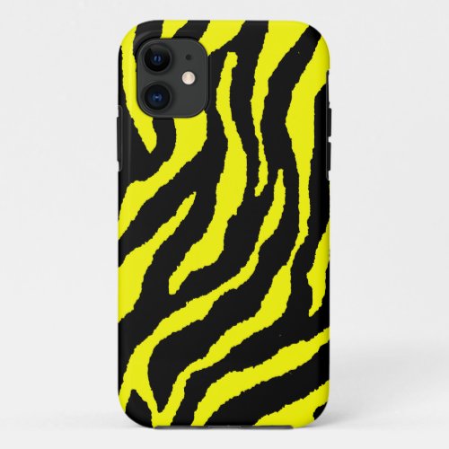 Corey Tiger 80s Neon Tiger Stripes Yellow iPhone 11 Case