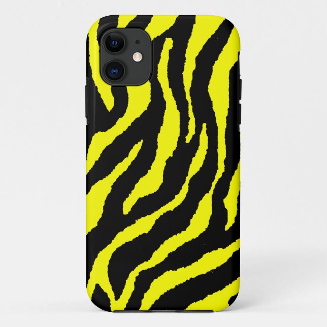 Corey Tiger 80s Neon Tiger Stripes (Yellow) Case-Mate iPhone Case (Back)