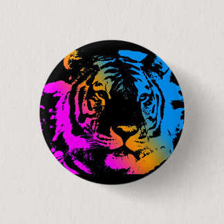 Corey Tiger 80s New Wave Tiger Face Pinback Button