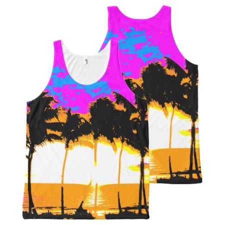 Corey Tiger 80s Palm Trees Beach All-over-print Tank Top