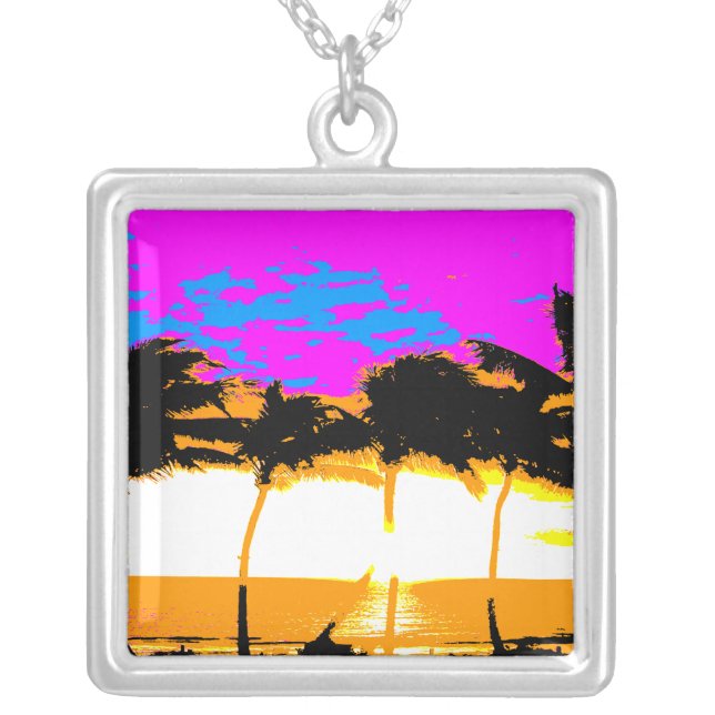Corey Tiger 80s Palm Trees Necklace (Front)