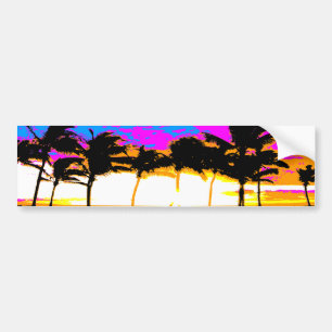 Corey Tiger 80s Palm Trees Sunset Bumper Sticker