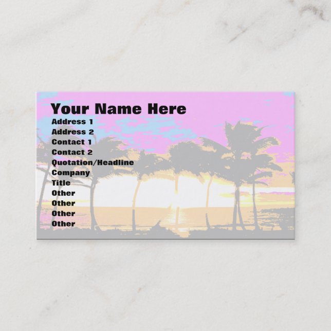 Corey Tiger 80s Palm Trees Sunset Business Card (Front)
