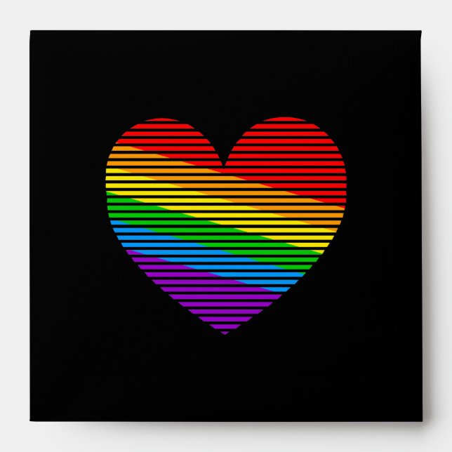 Corey Tiger 80s Rainbow Stripe Heart Envelopes (Front)