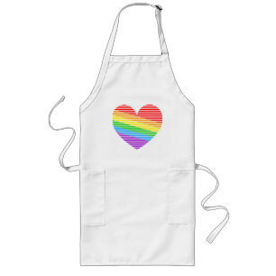 Corey Tiger 80s Rainbow Stripe Heart Long Apron