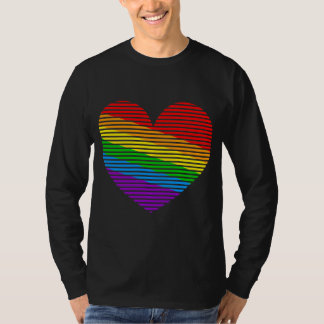 Corey Tiger 80s Rainbow Stripe Heart Long Sleeve T-Shirt