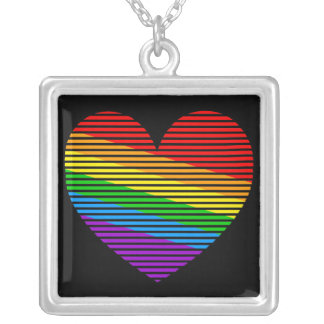 Corey Tiger 80s Rainbow Stripe Heart Necklace