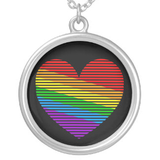 Corey Tiger 80s Rainbow Stripe Heart Necklace