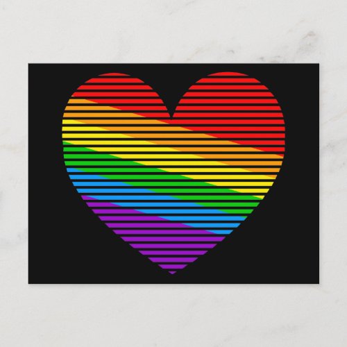 Corey Tiger 80s Rainbow Stripe Heart Postcard