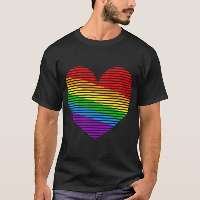 Corey Tiger 80s Rainbow Stripe Heart Shirt (Front)