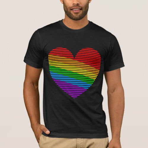 Corey Tiger 80s Rainbow Stripe Heart Shirt