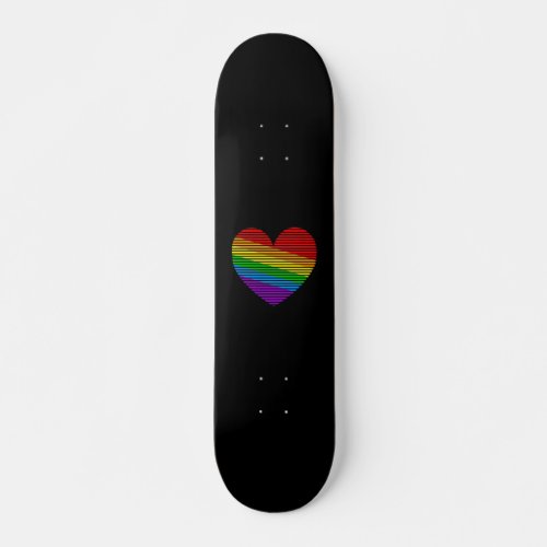 Corey Tiger 80s Rainbow Stripe Heart Skateboard