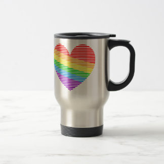 Corey Tiger 80s Rainbow Stripe Heart Travel Mug