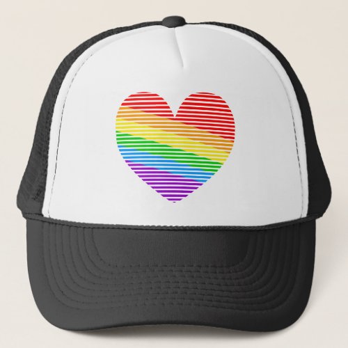 Corey Tiger 80s Rainbow Stripe Heart Trucker Hat