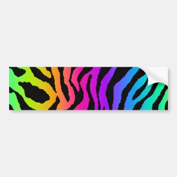 Corey Tiger 80s Rainbow Tiger Stripes Bumper Sticker by COREYTIGER at Zazzle
