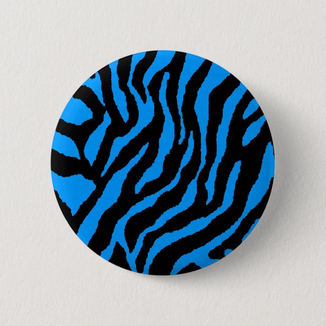 COREY TIGER 80s RETRO BLUE TIGER STRIPES Button (Front)