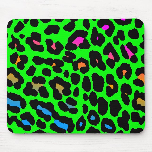 Corey Tiger 80s Retro Green Leopard Print Mousepad (Front)