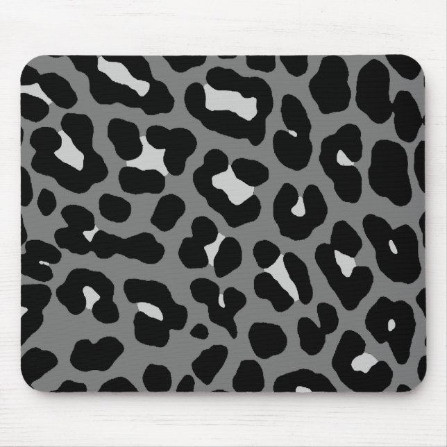 Corey Tiger 80s Retro Grey Leopard Print Mousepad (Front)