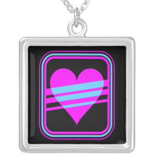 Corey Tiger 80s Retro Heart & Stripes Necklace
