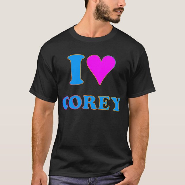 COREY TIGER 80's Retro I LOVE COREY T-Shirt (Front)