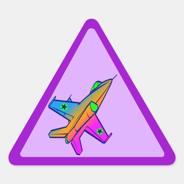Corey Tiger 80s Retro Jet Fighter Plane Triangle Sticker (Front)