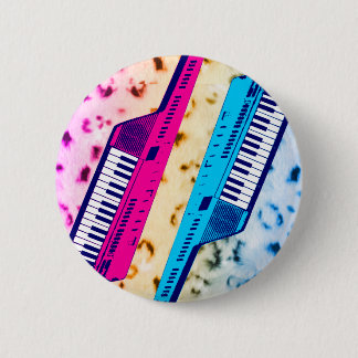 Corey Tiger 80's Retro Keytar Neon Snow Leopard Pinback Button