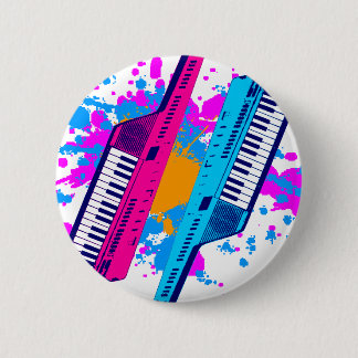 Corey Tiger 80's Retro Keytar Neon Splatter Button