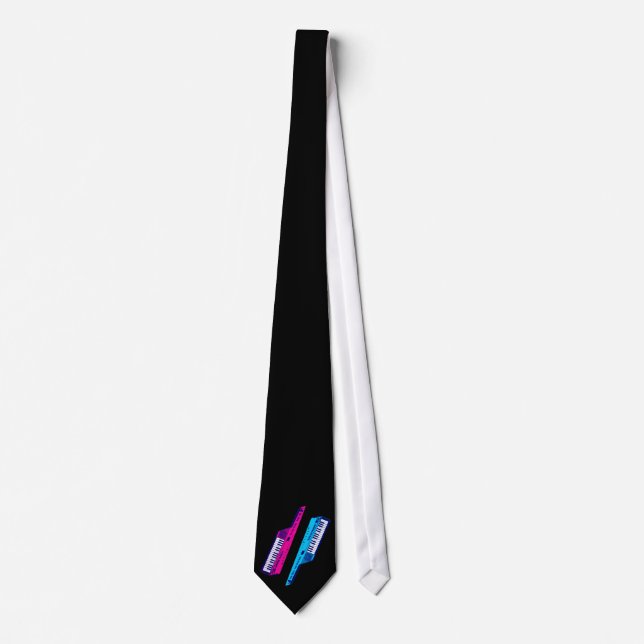 Corey Tiger 80's Retro Keytar Pink & Blue Neck Tie (Front)