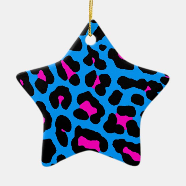 Corey Tiger 80s Retro Leopard Print Star Ornament (Front)