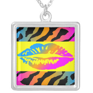Corey Tiger 80s Retro Lips Tiger Stipes Necklace
