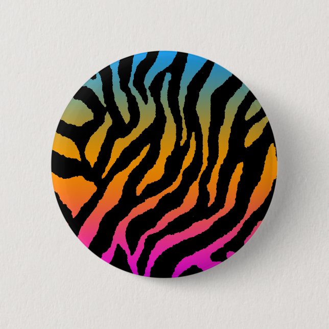 COREY TIGER 80s RETRO MULTICOLOUR TIGER STRIPES Pinback Button (Front)